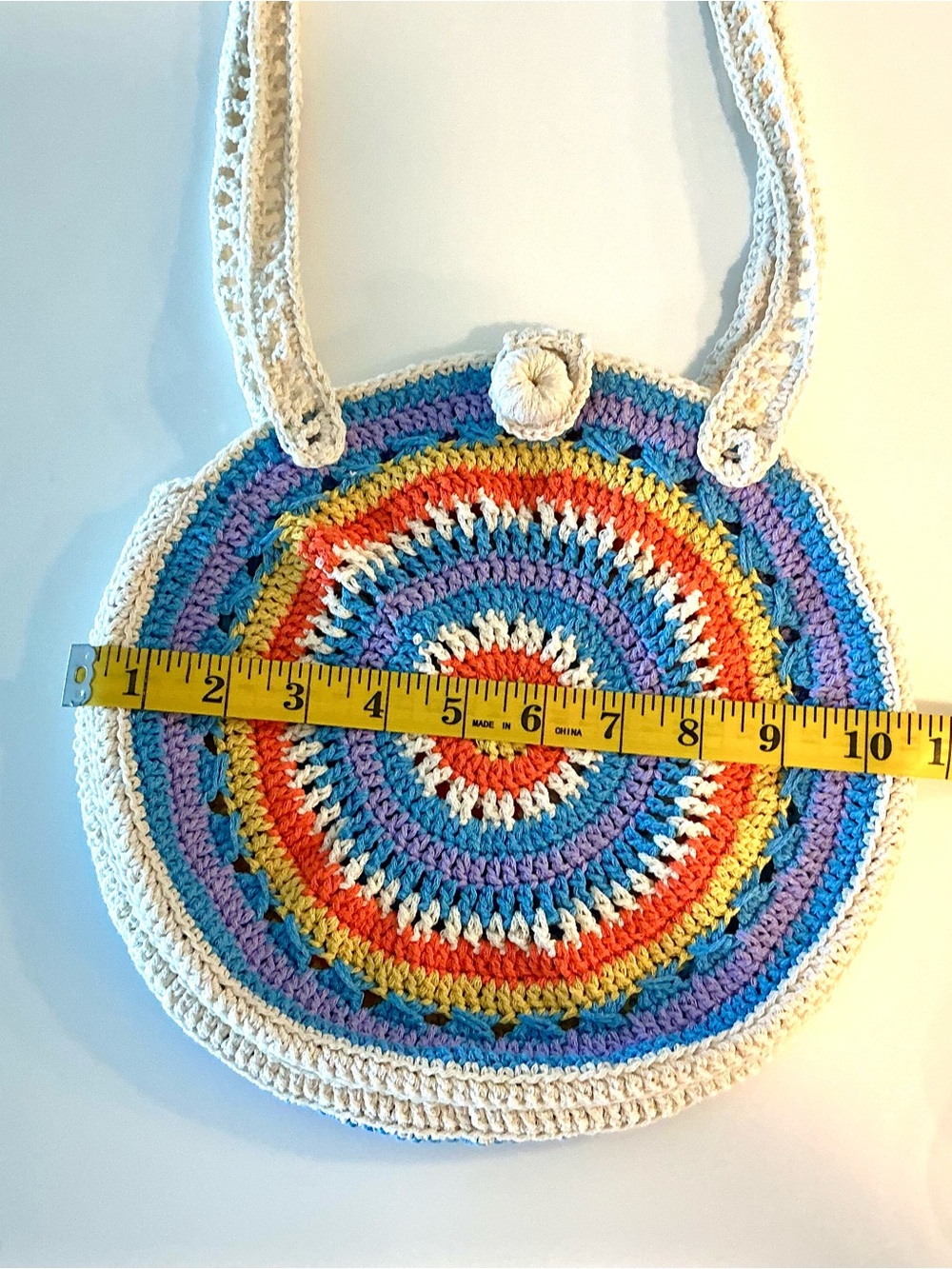 Boho Hippie Retro Shoulder Bag, Summer Crocheted Colorful Bag NEW - Picture 6 of 6